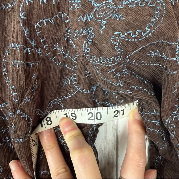 Flax Brown Teal Floral Embroidery Jacket Small - Picture 6 of 7